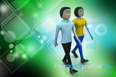 Two Friends Walk Together Stock Image