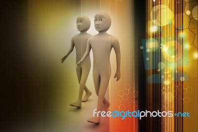 Two Friends Walk Together Stock Image