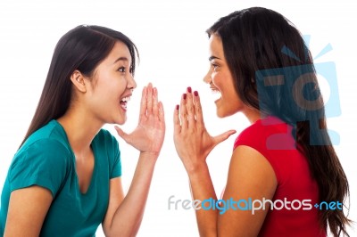 Two Girls Sharing Their Secrets Stock Photo - Royalty Free Image