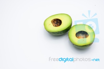 Two Half Avocado Isolated On A White Stock Photo