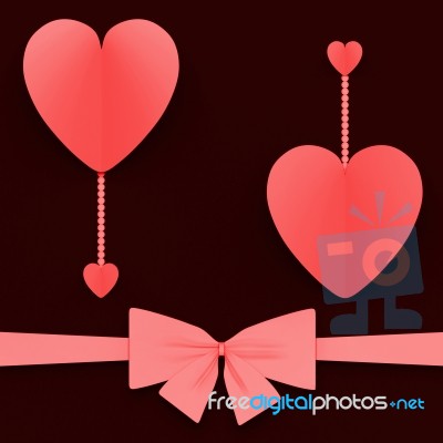 Two Hearts With Bow Mean Lovely Surprise Or Romantic Gift Stock Image