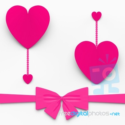 Two Hearts With Bow Show Decorative And Sweet Love Declaration Stock Image