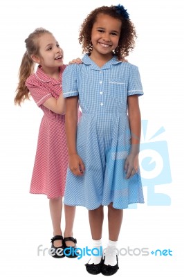 Two Joyous Elementary School Girls Stock Photo