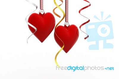 Two Love Heart Hanging Stock Image