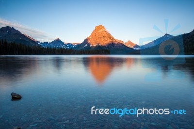 Two Medicine Lake, Glacier National Park, In The Morning Stock Photo