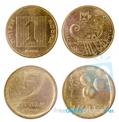 Two Old Coins Of Israel Stock Photo