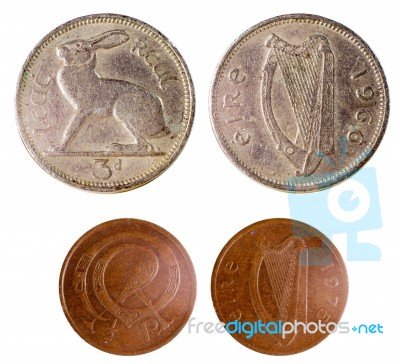 Two Old Rare Irish Coins Stock Photo