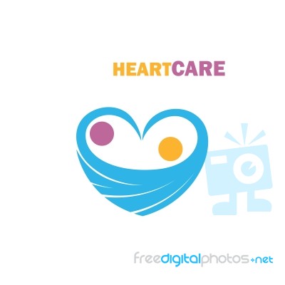 Two People Symbol And Heart Shape.healthcare & Medical Symbol With Heart Shape Stock Image