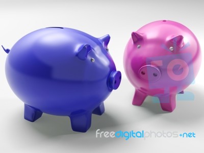 Two Pigs Shows Financial Investment And Security Stock Image