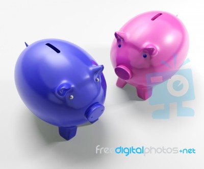 Two Pigs Shows Savings Banking And Money Stock Image