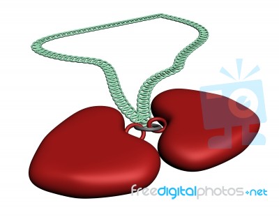 Two Red Hearts Necklace Stock Image