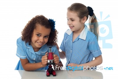 Two School Kids Doing Research Stock Photo