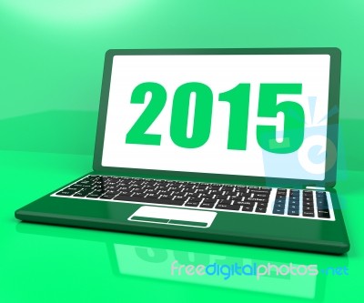 Two Thousand And Fifteen On Laptop Shows Year 2015 Stock Image