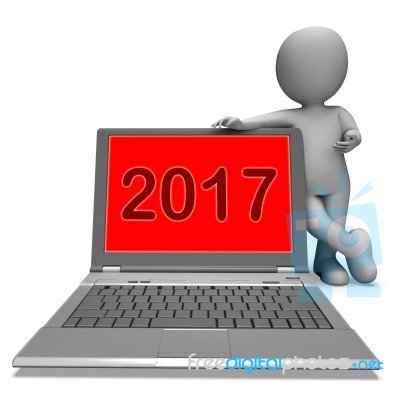 Two Thousand And Seventeen Character Laptop Shows Year 2017 Stock Image