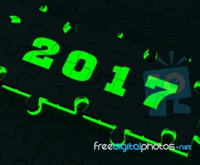 Two Thousand And Seventeen On Puzzle Shows Year 2017 Resolution Stock Image