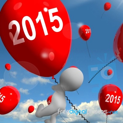 Two Thousand Fifteen On Balloons Shows Year 2015 Stock Image