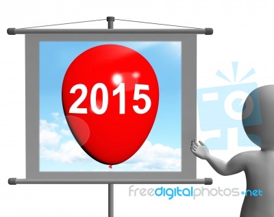 Two Thousand Fifteen On Sign Shows Year 2015 Stock Image