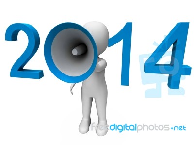 Two Thousand Fourteen Loud Hailer Shows Year 2014 Stock Image