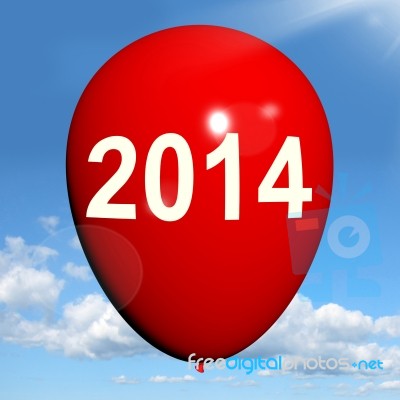 Two Thousand Fourteen On Balloon Shows Year 2014 Stock Image