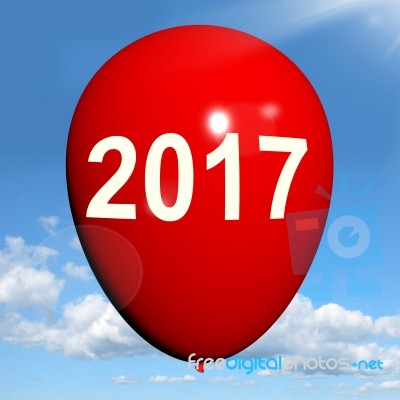 Two Thousand Seventeen On Balloon Shows Year 2017 Stock Image