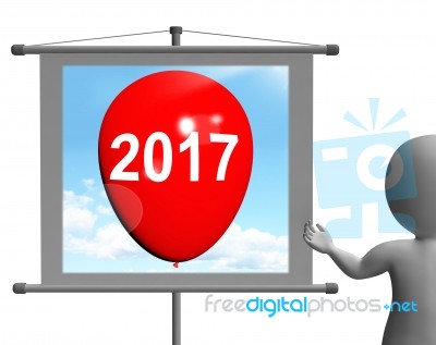 Two Thousand Seventeen On Sign Shows Year 2017 Stock Image