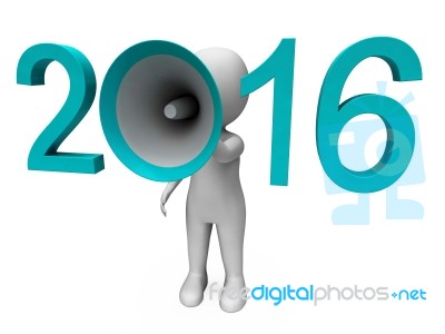 Two Thousand Sixteen Loud Hailer Shows Year 2016 Stock Image