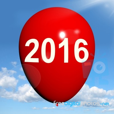 Two Thousand Sixteen On Balloon Shows Year 2016 Stock Image