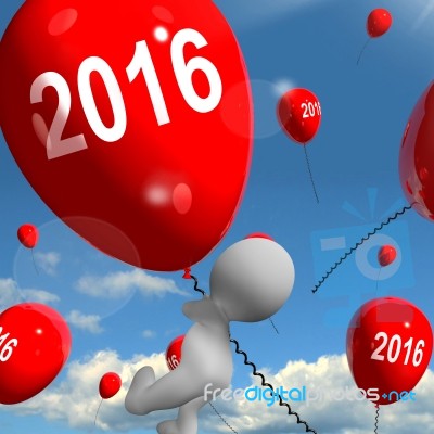 Two Thousand Sixteen On Balloons Shows Year 2016 Stock Image