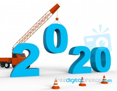 Two Thousand Twenty Indicates New Year 2020 3d Rendering Stock Image