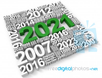 Two Thousand Twenty-one Represents Happy New Year And Annual 3d Stock Image