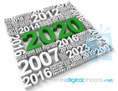 Two Thousand Twenty Shows 2020 Celebration 3d Rendering Stock Image