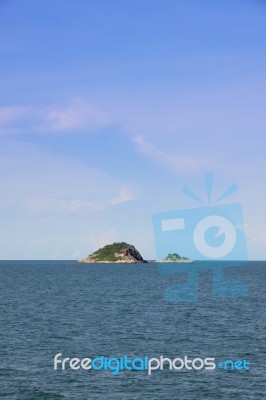 Two Tropical Island On Dark Blue Sea Stock Photo