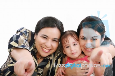 Two Woman With Child Stock Photo