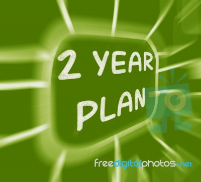 Two Year Plan Diagram Displays 2 Year Planning Stock Image