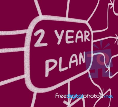 Two Year Plan Diagram Means 2 Year Planning Stock Image