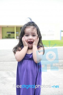 Two Years Old Girl Surprising Stock Photo