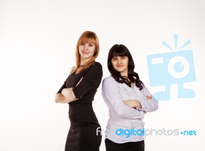 Two Young Beautiful Business Women Stock Photo