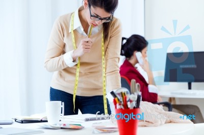 Two Young Businesswomen Working In Her Office Stock Photo