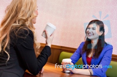 Two Young Pretty Caucasian Girls Stock Photo