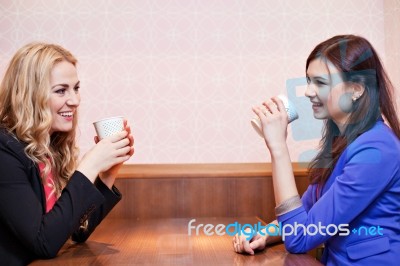 Two Young Pretty Caucasian Girls Stock Photo