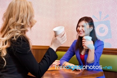 Two Young Pretty Caucasian Girls Stock Photo