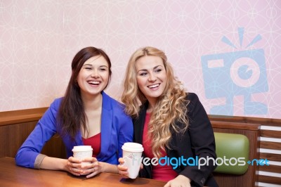 Two Young Pretty Caucasian Girls Stock Photo