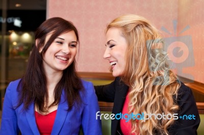 Two Young Pretty Caucasian Girls Stock Photo