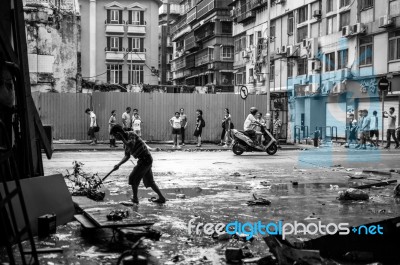 Typhoon Hato, Macau, China Stock Photo