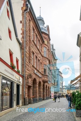 Typical Street Scene In Weimar Stock Photo