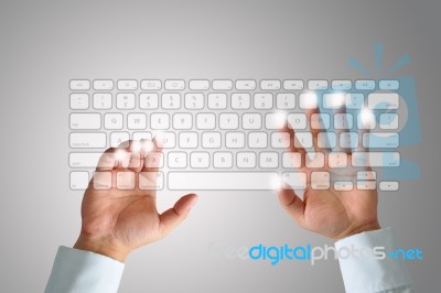 Typing On Keyboard Stock Image