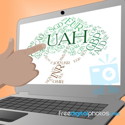 Uah Currency Shows Foreign Exchange And Banknote Stock Image