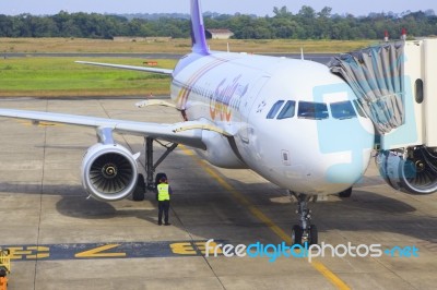 Ubonratchathani Thailand-november21 : Thai Airways Plane Parking… Stock Photo