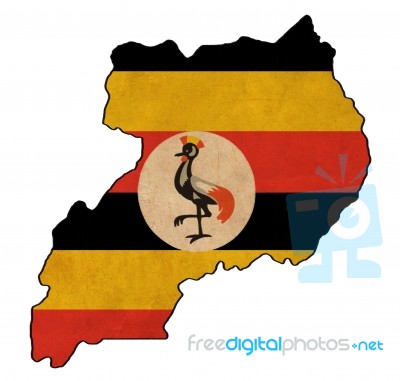 Uganda Map On  Flag Drawing ,grunge And Retro Flag Series Stock Image