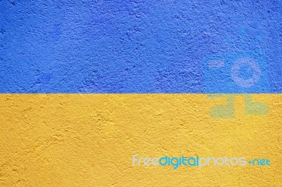 Ukraine Flag Painted On Old Concrete Wall Stock Photo